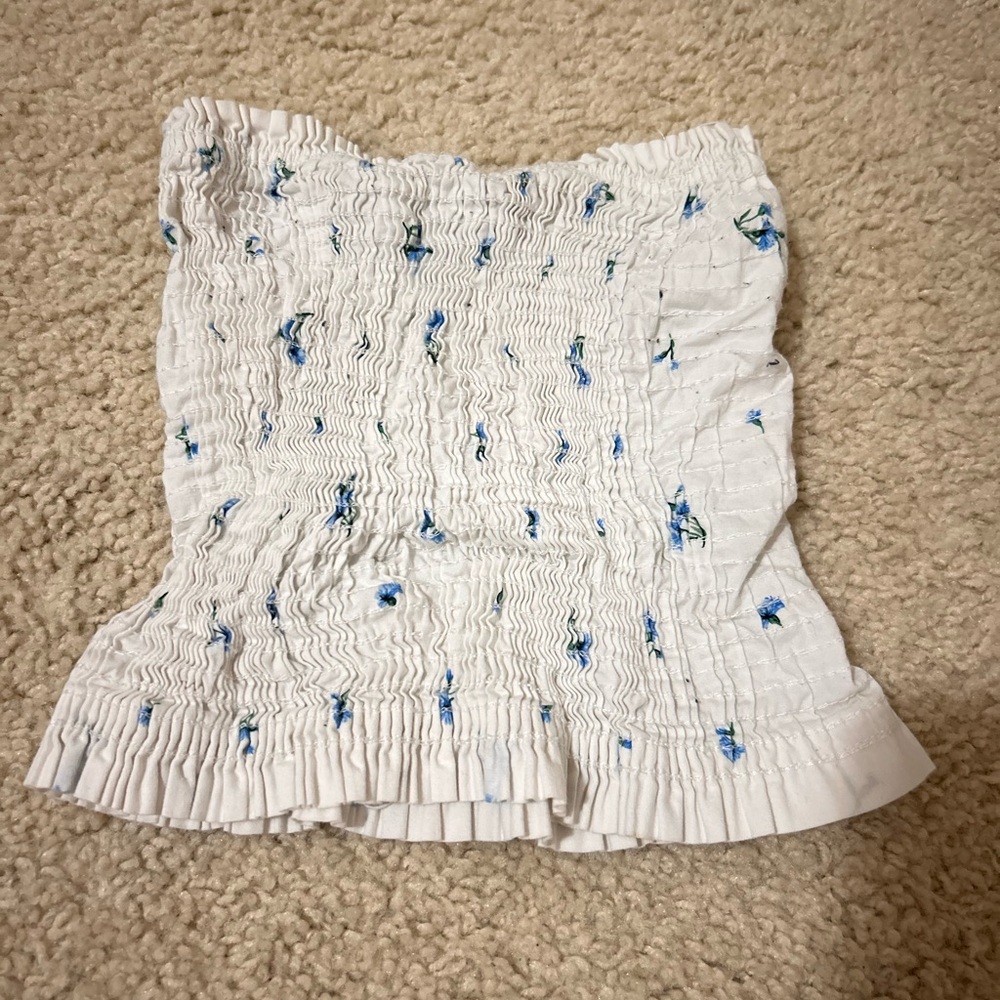 Elegant White and Blue Floral Mini Skirt